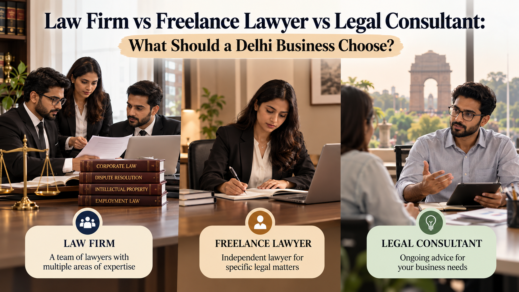 Law Firm vs Freelance Lawyer vs Legal Consultant: What Should a Delhi Business Choose?