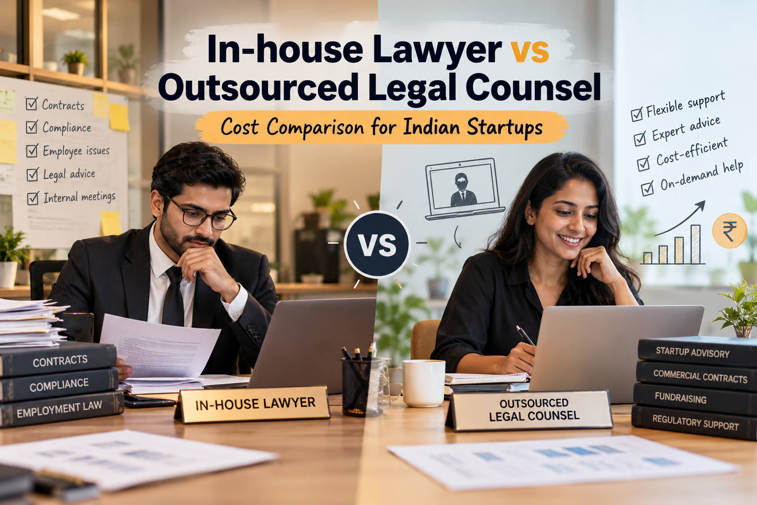 In-house Lawyer vs Outsourced Legal Counsel India: Cost Comparison for Indian Startups