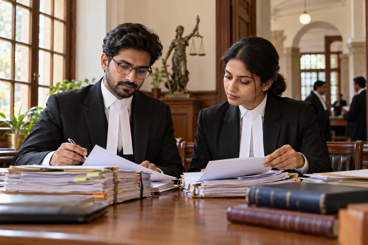 Indian advocates preparing case papers